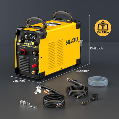 SILATU 85Amps Plasma Cutter, STC850P HF Non-Touch Pilot Arc Plasma Cutter Machine, 110/220V Dual Voltage Air Sensor Technology Digital Display, 1'' Clean Cut 5/4'' Max Cut, PT/2T/4T for Beginners DIY