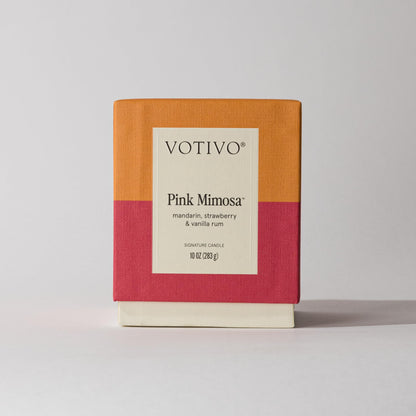 Votivo Pink Mimosa 10 oz Signature Candle | Soy Wax Blend | Luxury Glass Jar Scented & Box | Home Decor | Gifts | Highly Scented
