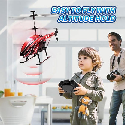 Dwi Dowellin RC Helicopter Remote Control Helicopter Toy for Kids with 26 Mins Flight(2 Batteries)8 Light ModesEasy Control for Boys Girls Age 8-12(Red)