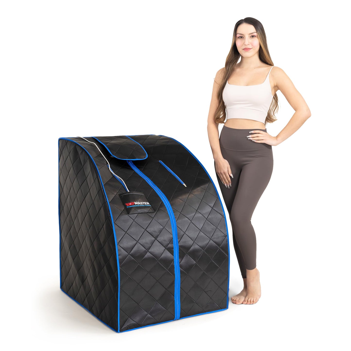 TopMaster Foldable Infrared Sauna, Portable Sauna for Home, Sauna Tent Sauna Box Portable, Indoor Portable Sauna with Foldable Chair, Wired Controller - Sauna Box for Home 1050W Power, Max 140°F Black