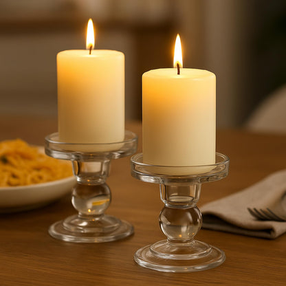 OYATON Glass Candle Holders for Pillar Candle, Unity Candle Holder Set of 3 for Wedding Ceremony Set, Candlestick Holder for Table or Home Decoration