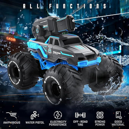 BEZGAR 1:16 Monster Truck Toys Remote Control Car Amphibious RC Cars Pickup Boat with Shooting Water Gun - 4WD Waterproof All-terrian Off-Road Vehicles Gifts for Kids Boys Age 6-12