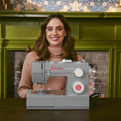 SINGER® Heavy Duty 4452 (Grey) High Speed Sewing Machine + Accessories | 32 Built-In Stitches Deliver 110 Stitch Applications | 50% More Power for Thick Fabrics, 1100 Stitches/Min, 1-Step Buttonhole