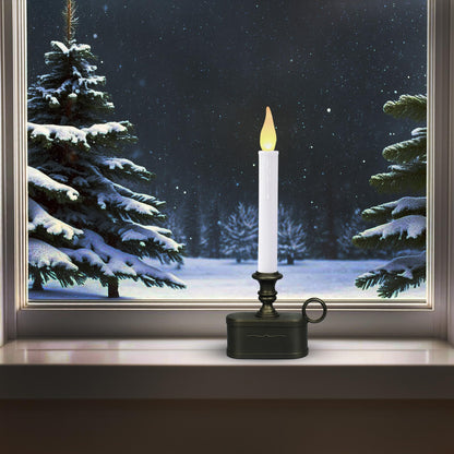 LitTerra Window Candles Battery Operated with Timer 8 Hours on and 16 Hours of Led Warm White with Flicker Flame (Vintage Base)