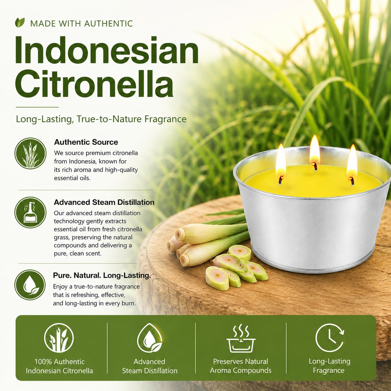 Large Citronella Candles Outdoor - Lemongrass Scented Candle Set 2 Pack Natural Wax Bucket Citronella Candles up to 180 Hours for Garden Patio Yard Home Balcony Camping Backyard