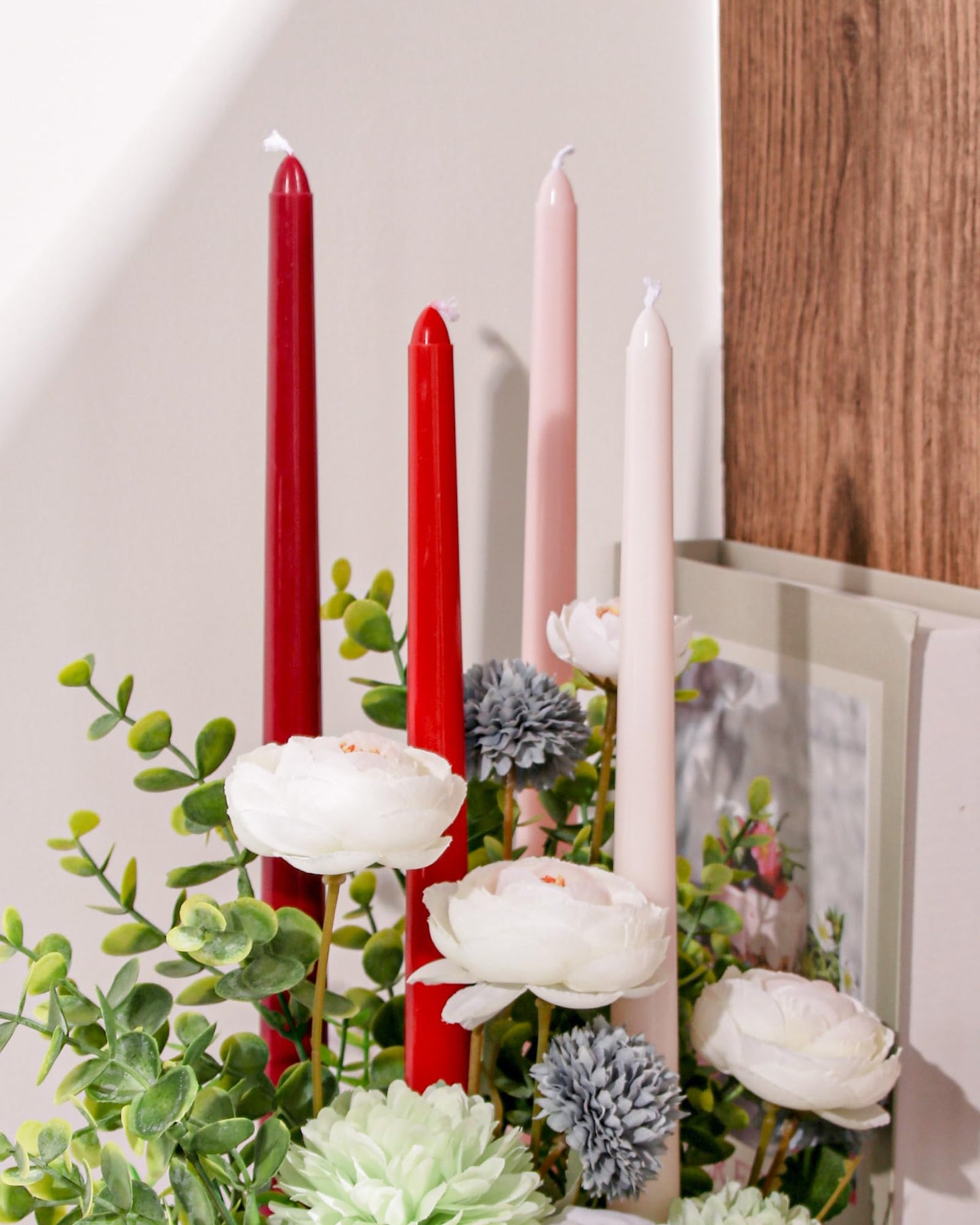 12 Inch Orange and Red Taper Candles Unscented Smokeless
