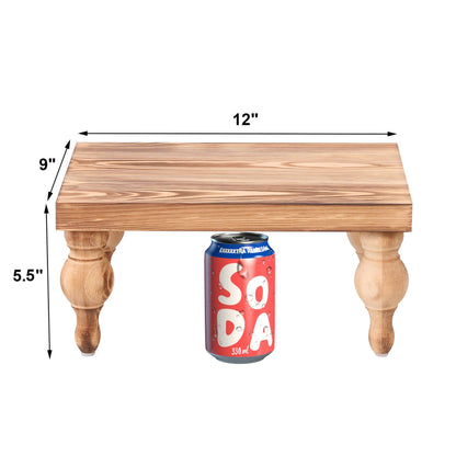 Elynice Decorative Wood Risers for Display - 12 x 9 x 5.5 Wood Pedestal Stand Table for Farmhouse Decor, Kitchen Counter Display - Wooden Kitchen Soap Tray