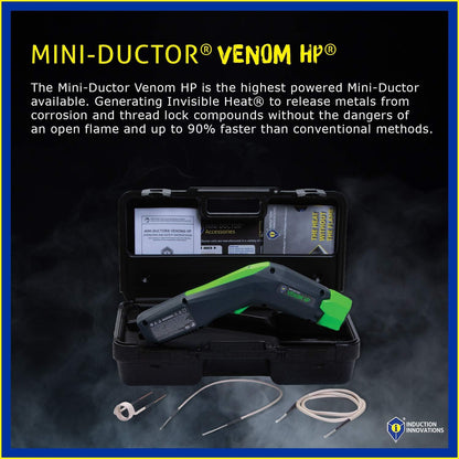Induction Innovations - Mini-Ductor Venom HP (MDV-787) - Handheld Induction Heater with 3 Basic Coils, Rugged Carrier Case & Operations Manual to Safely Remove Nuts, Bolts, Bearings, & More