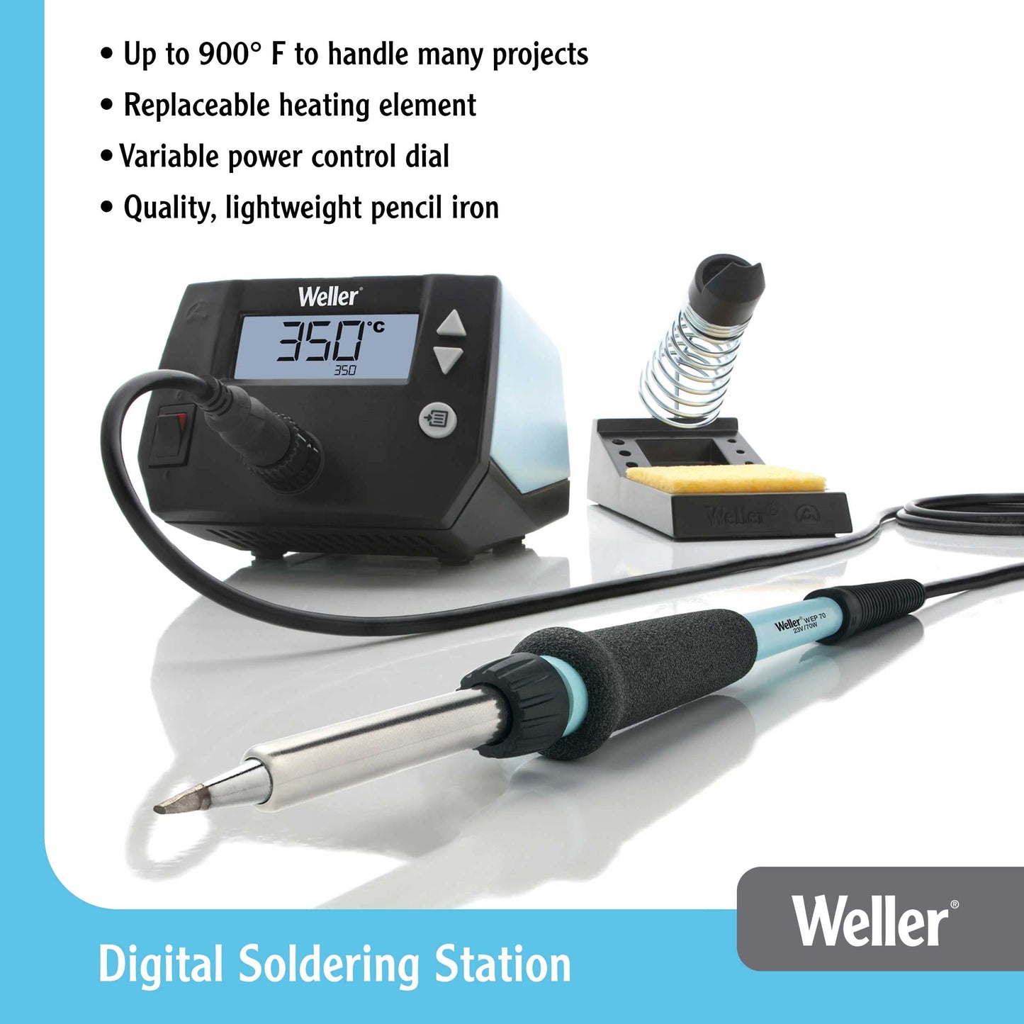 Weller WE1010NA Digital Soldering Station with Weller Solder Wire, Dia: 1.0 mm / 0.039 in, Wt: 100 g / 3.527 oz, Alloy Sn60Pb40, Flux content 2.2% - WSW SnPb (T0051403099)