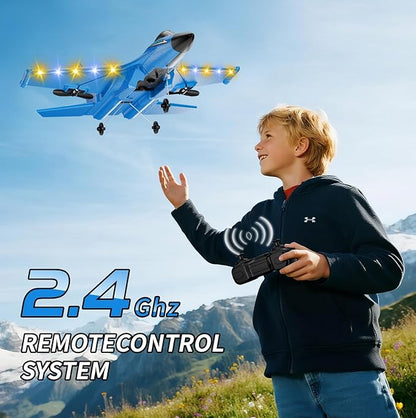 Foam RC Plane with 3 Batteries Remote Control Airplane RC Jet Helicopter Plane for Kids Adults Beginner Easy to Fly RC Fighter Remote Control Aircraft with Automatic Balance Gyro for Adult Kids