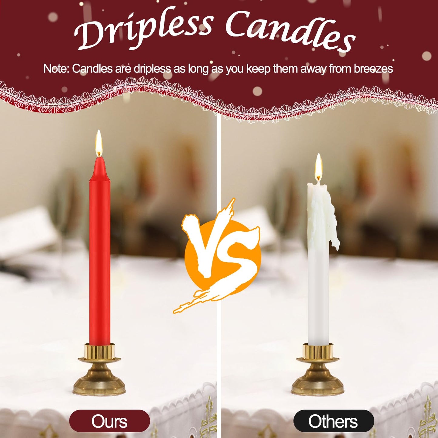 Tobeape Red Candles Set of 24, 4" Red Spell Chime Candles, Unscented Mini Witch Taper Candle for Witchcraft, Wiccan Altar, Rituals, Prayer, Magic, Meditation, Birthday, Party, Home Decor, Christmas