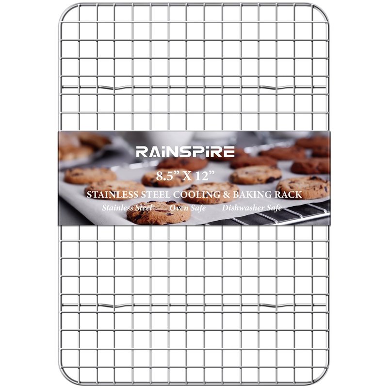 Rainspire Cooling Rack Stainless Steel, Heavy Duty Cooling Racks for Cooking and Baking, Oven Safe Wire Rack for Cooking, Baking Rack for Oven Cooking Fits Quarter Sheet Pan (1, 8.5" x 12")