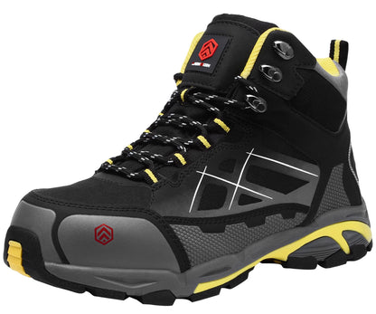 LARNMERN Steel Toe Boots Mens Outdoor Work Boots Safety Working Shoes Indestructible Industrial Construction Footwear Slip Resistant Puncture Proof Static Dissipative Comfortable Breathable Durable