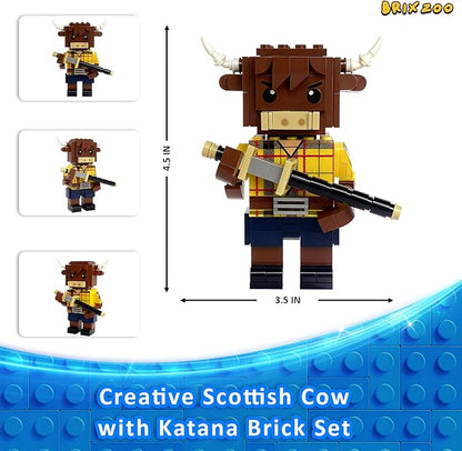 Highland Cow Building Blocks Set Collectible Animal Building Toy Creative Scottish Cow with Katana Brick Set for Adults &amp Kids(Age 3+) DIY Home Office Decor STEM Education-Gift Ideas