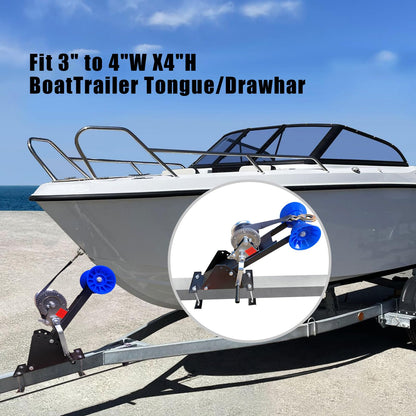 ZUIWAN 1200LB Boat Trailer Winch Stand with Galvanized Adjustable Mount Post & Roller - Fits 3" to 4" W x 4" H Trailer Tongue, Includes Ratchet Winch Kit