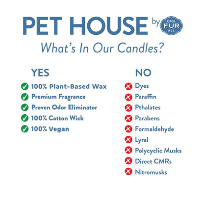 One Fur All Pet House Soy Candles, Clean Burning, Long Lasting, Plant-Based Scented Candles for Pet Odor, Fresh Citrus, 4 Pack