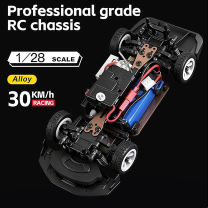 Wltoys 284019-A RC Drift Car 1:28 Scale 30KM/H High Speed RC Drift Car with LED Lights Gyroscope and Professional Chassis 2.4GHz 4WD RTR Rally Cars for Teens Adults (Blue)