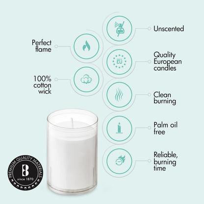 BOLSIUS 24 Hour Votive Candles - 20 Pack Restaurant Candles in Clear Unbreakable Plastic Cups - Premium European Quality - Unscented Smokeless Relight, Birthday, Party & Wedding Candles