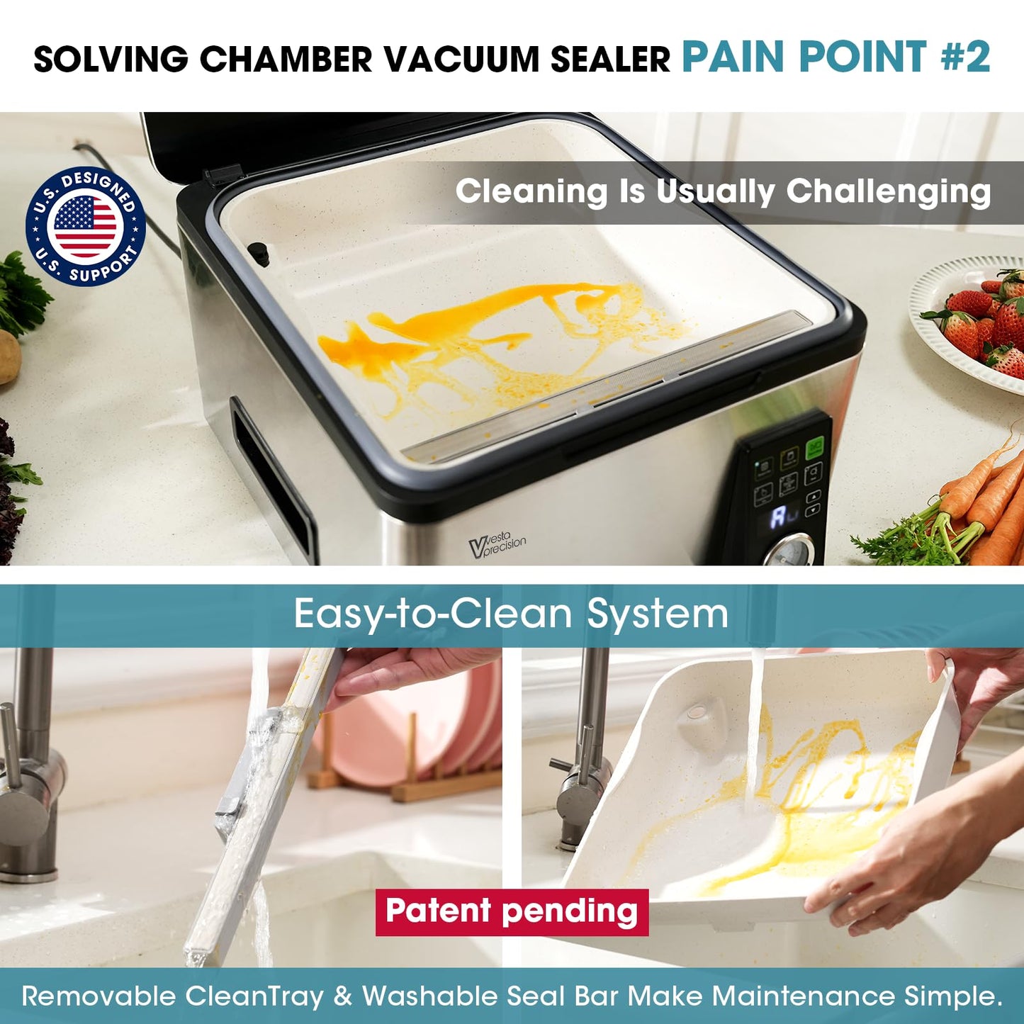 Vesta Precision 12” Chamber Vacuum Sealer, Smart Auto Vacuum Time, Easy-to-Clean System, Commercial-Grade Pump, Deep Chamber for Liquids, Meats, Mason Jars & Sous Vide, V553