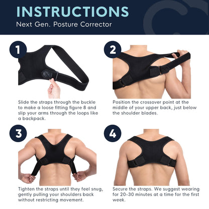 Copper Compression Posture Corrector for Men & Women - Adjustable Copper Infused Orthopedic Brace for Pain Relief from Bad Posture, Slumping - Targets Upper Back, Shoulders, Neck, Clavicle