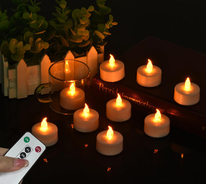 24Pack LED Tea Light Remote Control Battery Operated Flameless Candles Realistic and Bright Flickering Long Lasting 400 Hours Electric Candles for Christmas Home Party Wedding Decor (Warmyellow)