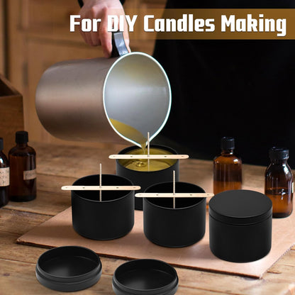 YJHSS 12-Pack Candle Jars, 4oz Candle Tins with Lids, Empty Metal Candle Jars for Making Candles Bulk Candle Containers - Full Black