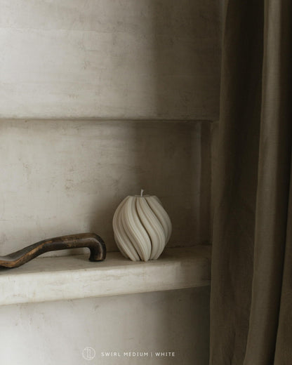 LAWA Swirl Candle - Beautiful Handmade Pillar Soy Wax Twirl Elegant Bubble Aesthetic Candle Housewarming Gift Home Room Shelf Decor Idea Spiral (White, Medium)