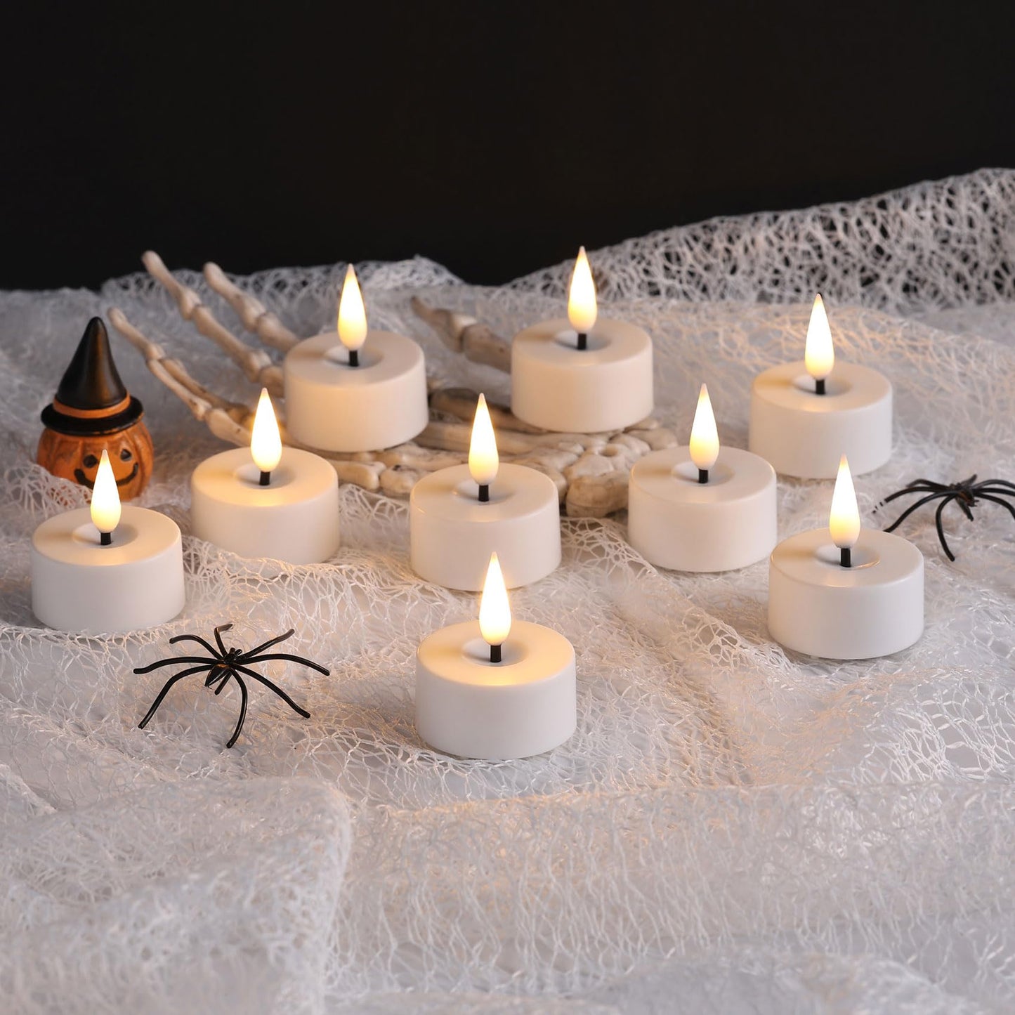 Eywamage White LED Tealights with Remote Batteries, Flickering Flameless Tea Lights Electric Votive Candles Set of 12