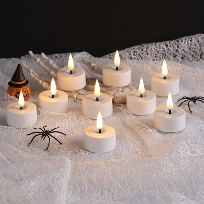 Eywamage White LED Tealights with Remote Batteries, Flickering Flameless Tea Lights Electric Votive Candles Set of 12