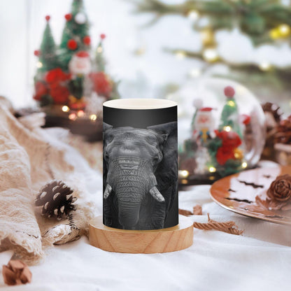 panksolu Flickering Flameless Candles, African Elephant Portrait LED Candles with Remote Timer, Battery Operated Candle for Wedding Halloween Christmas Decor - Set of 2