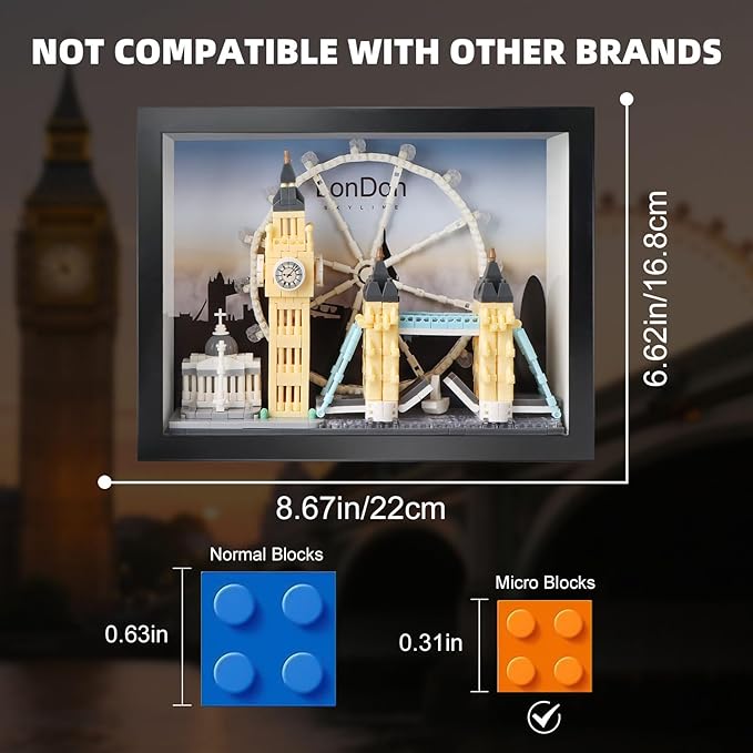 London City Skyline Micro Building Set World Famous Architecture Model 3D Wall Art Home Office Décor Display Landmarks London Bridge Gift Toy for Adults Kids 12+ (1111PCS)