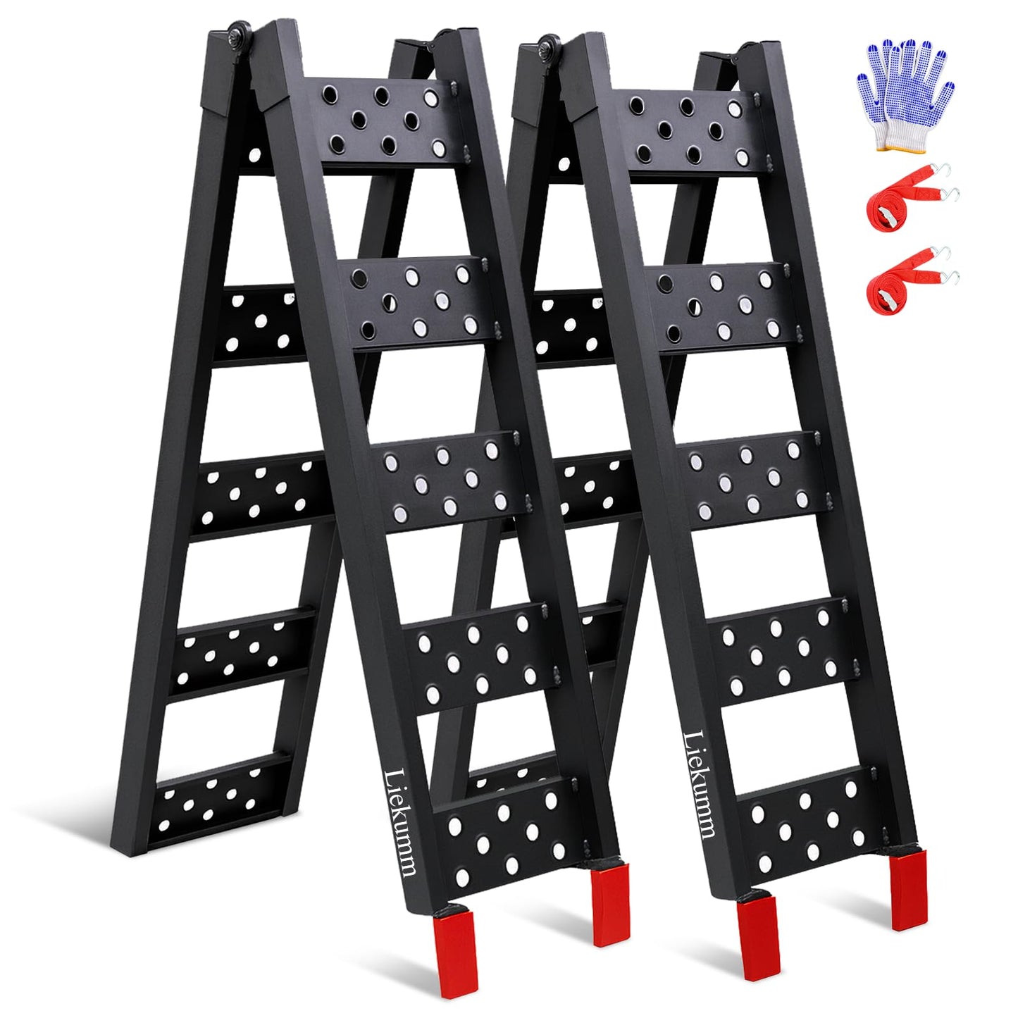 LIEKUMM 83" ATV Ramps 2-Pack, 960 lbs Capacity Folding Loading Ramps for Pickup Trucks, Heavy Duty Truck Ramps for Trailer, Lawn Mower (Black)