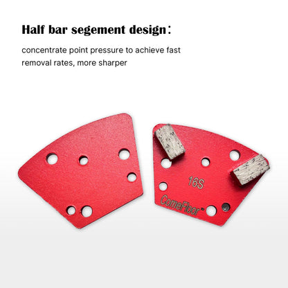 Trapezoid Diamond Metal Grinding Shoes for Concrete Floor, Compatible with Diamatic/Sase/CPS Grinders, Half Bar Seg 16 Grit Soft Bond, 9PCS