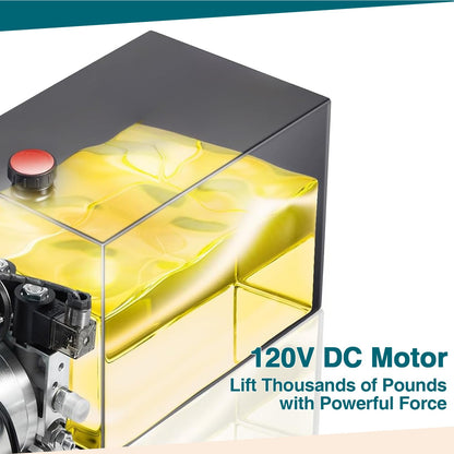 12V Double Acting Hydraulic Pump Power Unit, Heavy Duty Industrial Hydraulic Power Pack with 10 Quart Metal Reservoir, High Pressure DC Hydraulic Unit for Dump Trailers, Log Splitters, Lifts