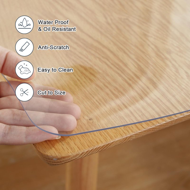 LovePads Clear Desk Mat 14 x 24 Inch, 1.5mm Thick Clear Table Protector, Waterproof Plastic Table Cover Protector, PVC Desk Protector Mat, Vinyl Desk Cover for Desktop, Coffee & Dining Table