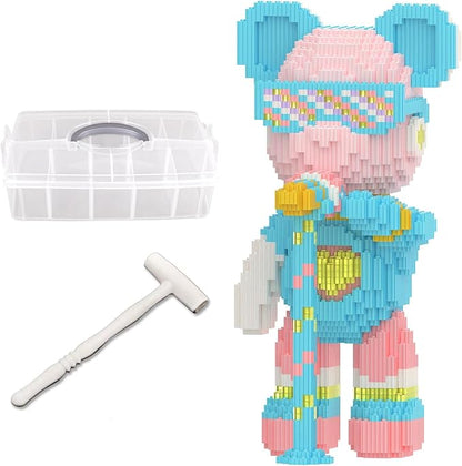 Bear Building Blocks with Organizer Bins (3000PCS) Fluorescent Bricks &amp Stroage Drawer Gift for Adults &amp Kids Ideal for Home &amp Office Decor QR Code User Manual 8882