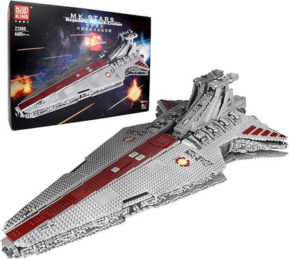 Mould King 21005 Super Star Destroyer Model Venator-Class Republic Attack Cruiser Building Toy 6685+Pcs Buildable Toy Model Gifts UCS Collection Awesome Building Kit for Boys Over 14+