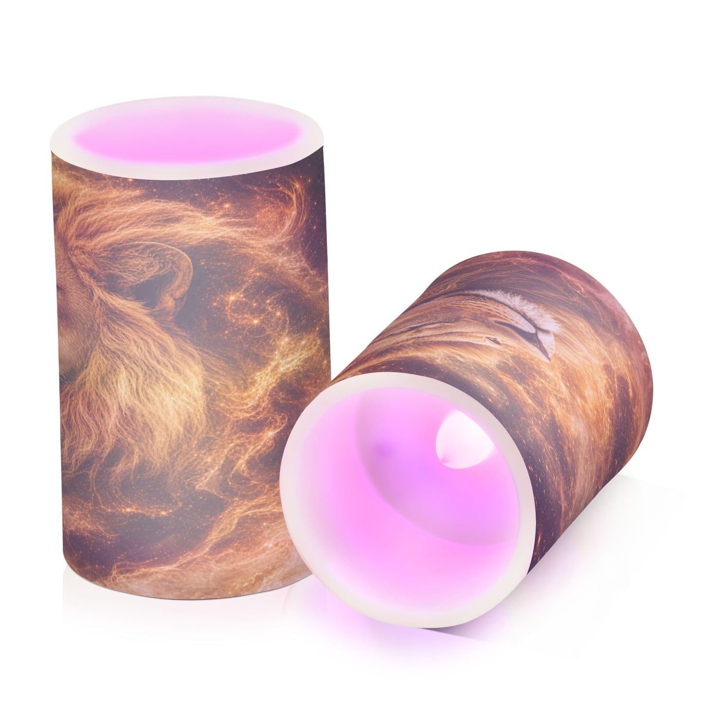 KGLDSNM Cosmic Lion Art LED Flameless Flickering Candle with Remote Timer Battery Operated for Indoor Outdoor Party Holiday Home Decor 2 Pack