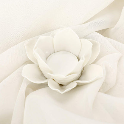 OwnMy 4.5 Inch Ceramic Lotus Flower Tea light Holder Lotus Petals Candle Holder Candlestick, Votive Flower Tealight Candle Holder Candle Lamps Holder with Gift Box for Home Decor Wedding Party (White)