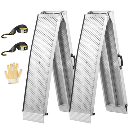 KOLOTOOL 7.5FT Aluminum Truck Ramps, 1500lbs Capacity Folding Loading Ramps, 2 PCS Heavy Duty ATV Ramps for Pickup Trucks, Trailers, Mowers, UTV & Motorcycles, with Load Straps and Carry Handle