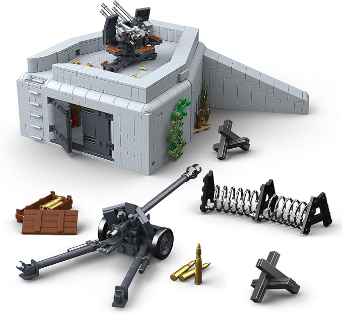 Jeamoc WW2 Military Fortress Building Block Set 1232 Pcs Military Fortress Fort Building Bricks Construction WW2 Set