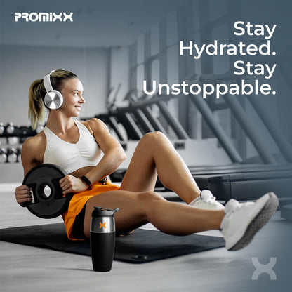 Promixx Pursuit Shaker Bottle - Single-Wall Stainless Steel Protein Shaker Bottle, Super Smooth Shakes, 32oz, Mulberry