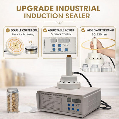 20–130mm Induction Heat Sealer, Portable Handheld Bottle Cap Sealing Machine for Plastic & Glass Bottles, Induction Sealing Machine 110V