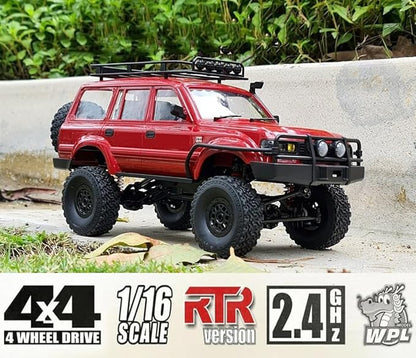 WPL C54-1 RC Crawler 1/16 RC Truck Off Road RC Rock Crawler 4x4 All Terrain RTR with Proportional Control 260 Motor Upgraded Chassis Counter Rotating Gearbox Hobby Toy Adult