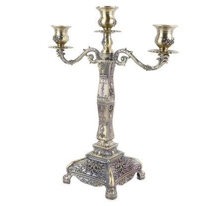 HKINBAS Craft Collection Fit for Metal Arms Candelabra European Style Retro Candlestick Holder Romantic Candle Holder Decoration for Wedding Dinner Party Decoration (Bronze Three Heads)
