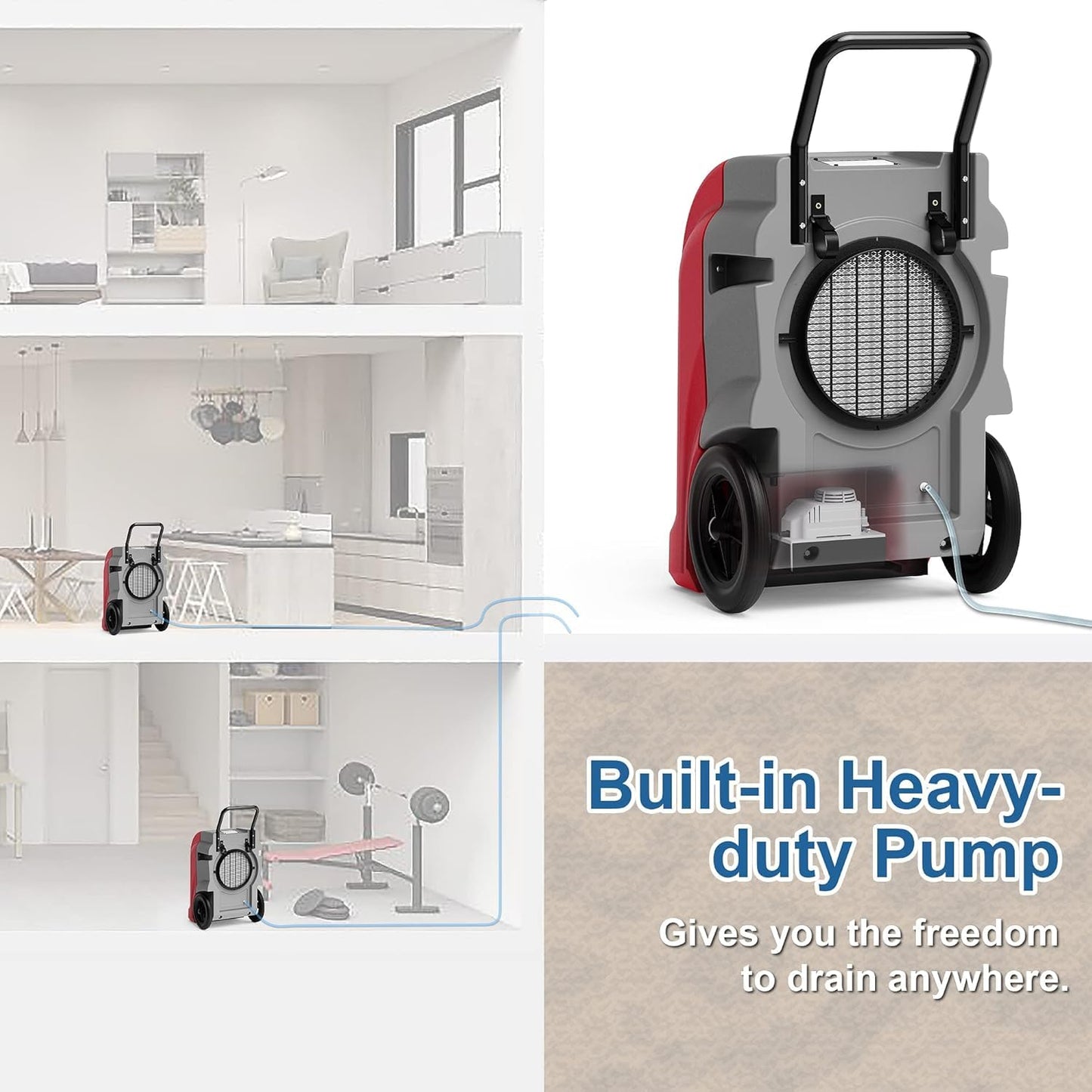 ALORAIR 270 Pints Commercial Dehumidifier with Pump, Whole House Dehumidifiers for Large Room, Industrial Large Dehu with Drain Hose for Basement, Water Damage Restore, Limited 6 Years Warranty