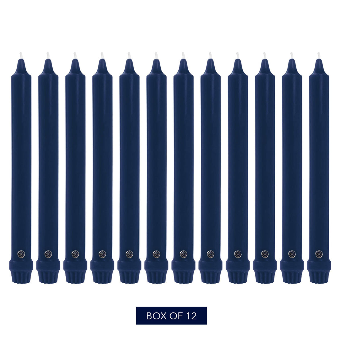 Colonial Candle Unscented Taper Candle, Classic Collection, Indigo, 8 In, Pack of 12 - Up to 6 Hours Burn