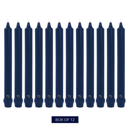 Colonial Candle Unscented Taper Candle, Classic Collection, Indigo, 8 In, Pack of 12 - Up to 6 Hours Burn