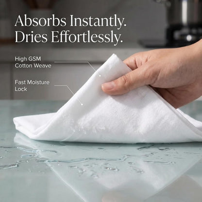 Urban Villa Kitchen Towels 100% Cotton Dish Towels for Kitchen(Set of 6) 20”x30” Dish Cloths Highly Absorbent Kitchen Linen Set with Hanging Loop Perfect for Drying Dishes Cleaning Hand Towels – White