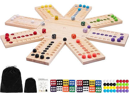 Magnetic Marbles Board Game 2-8 Players Wooden Board Game Set with 32 Marbles &amp 16 Dice Portable Marble Game for Family and Friends Game Night Gatherings